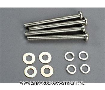 Traxxas Screws, 6x60mm roundhead machine screws (4)/ 6.0 SW (4)/ 6x13x1 MW (4) - TRX6077