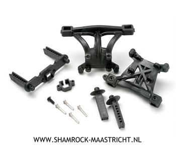 Traxxas  Body mounts, front & rear/ body mount posts, front and rear/ 2.5x18mm screw pins (4)/ 4x10mm BCS (1) - TRX5314