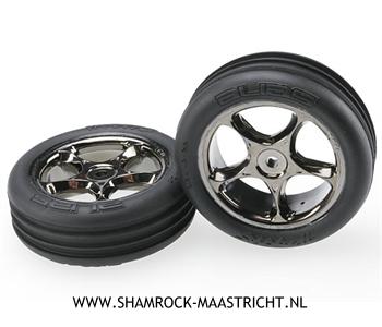 Traxxas Tires & wheels, assembled (Tracer 2.2 black chrome wheels, A - TRX2471A
