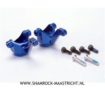 Traxxas Steering blocks/ axle housings, blue-anodized 6061-T6 aluminum/ (left and right) w/ metal inserts(3x4.5x5.5mm) (2) - TRX4336X