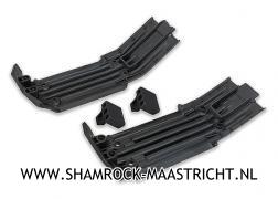Traxxas Skidplate, front (1), rear (1)/ rubber impact cushion (2) - TRX7744