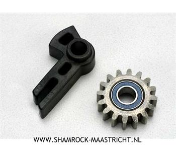 Traxxas Gear, idler/ idler gear support/ bearing (pressed in) - TRX5377