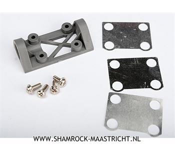 Traxxas Bearing block, front (supports front shaft) (grey) / belt tension adjustment shims (front / middle) / screws - TRX4827A