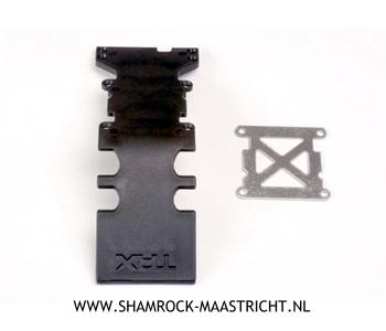 Traxxas Skidplate, rear plastic (black)/ stainless steel plate - TRX4938