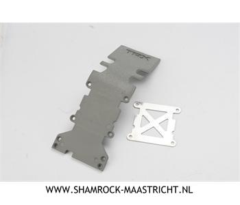 Traxxas Skidplate, rear plastic (grey)/ stainless steel plate - TRX4938A