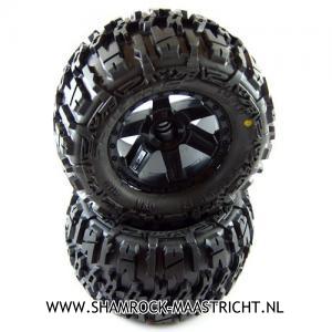 Proline Trencher X 3.8 tyres Mounted on Desperado black 1/2 Offset