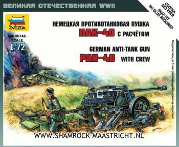 Zvezda German Anti Tank Gun Pak-40 With Crew