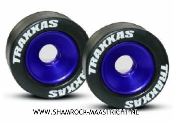Traxxas Rubber tires mounted blue for wheelie bar - 5186A
