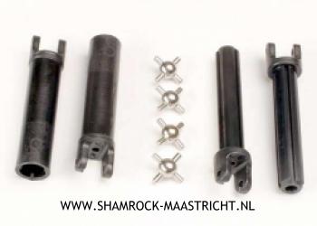 Traxxas Half shafts (2), long truck external-splined (2), internal-splined (2) and Metal U-Joints (4) - 1951