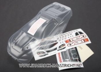 Traxxas Body, 1/16 E-Revo (clear, requires painting)/ grill and lights decal sheet - 7111