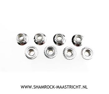 Traxxas Nuts, 5mm flanged nylon locking (steel, serrated) (8) - TRX5147X