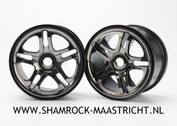 Traxxas  Wheels, SS (split spoke) 3.8" (black chrome) (2) (use with 17mm splined wheel hubs and nuts, part 5353X) (fits Revo/Maxx Brushless series) - TRX5172A