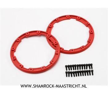 Traxxas  Sidewall protector, beadlock style (red) (2)/ 2.5x8mm CS (24) (for use with Geode wheels) - TRX5667
