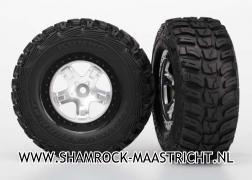 Traxxas  Tires and wheels, assembled, glued (SCT satin chrome, black beadlock style wheels, Kumho tires, foam inserts) (2) (4WD front/rear, 2WD rear only) - TRX5880