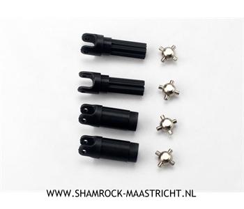 Traxxas Half shafts, left or right (internal splined half shaft (2)/external splined half shaft) (2))/ metal u-joints (4) - TRX7050