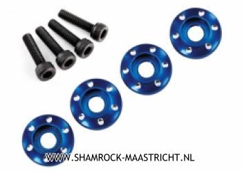 Traxxas  Wheel nut washer, machined aluminum, blue / 3x12mm CS (4) - TRX7668
