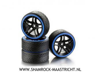 Absima Drift Wheel Set 10-Spoke Profile A Rim black/Ring blue 1/10 (4)