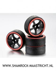 Absima Drift Wheel Set 5-Spoke Profile A Rim black/Ring orange 1/10 (4)