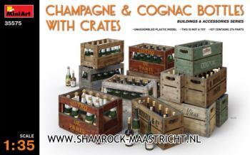 Miniart Champagne & Cognac bottles with crates