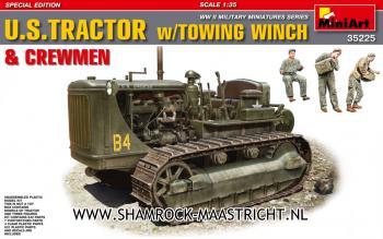 Miniart U.S. Tractor w/Towing Winch And Crewmen 1/35