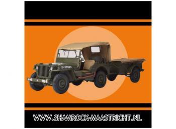 IXO Collection Jeep Willys with trailer and anti-tank gun Metal Modelkit 1/8