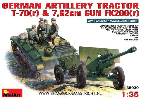 MiniArt German Artillery Tractor T-70(r) & 7.62cm gun FK288(r) w/Crew